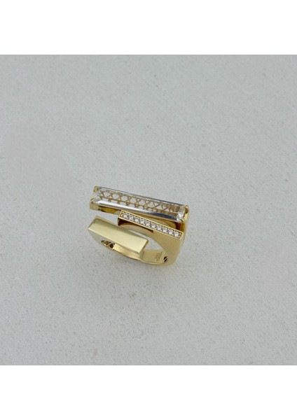 14 Ayar Altın Geometrik Taşlı Yüzük fiyatları