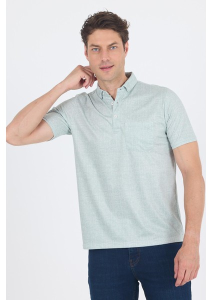 Yeşil Polo Yaka Kısa Kol Cepli Comfort Fit Pamuklu Tişört 1011250180 modelleri