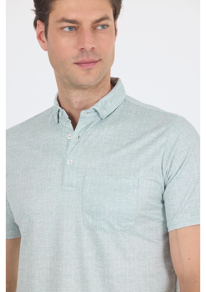 Yeşil Polo Yaka Kısa Kol Cepli Comfort Fit Pamuklu Tişört 1011250180 fırsatları