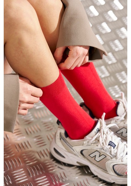 3'lü Kırmızı Viskon Unisex Soket Çorap - Günlük Kullanıma Uygun fiyatları