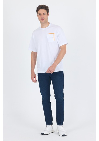 Beyaz Kısa Kol Bisiklet Yaka Kapaklı Cep Pamuk Casual Oversize Tişört 1011250131 fiyatları