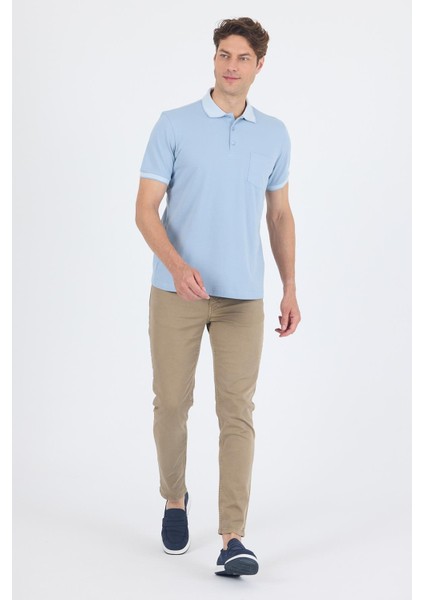 Buz Mavi Polo Yaka Kısa Kol Cepli Comfort Fit :%100 Pamuk Tişört 1011250181 fiyatları