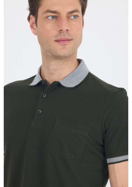 Koyu Haki Polo Yaka Kısa Kol Cepli Comfort Fit :%100 Pamuk Tişört 1011250181 fırsatları