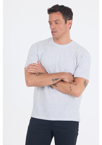 Gri Kısa Kol Düz Suprem Bisiklet Yaka Slim Fit Tişört 1011250190 modelleri