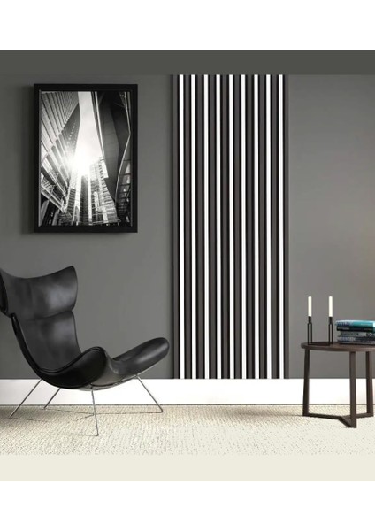 Antrasit-Beyaz (2 Adet) 60X240CM Yeni Nesil Akustik Ahşap Duvar Paneli fırsatları