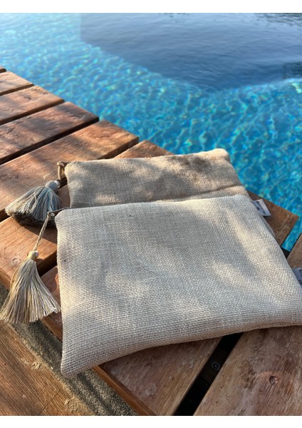 Pamuk Püsküllü Hasır Görünümlü Clutch El Çantası fırsatları