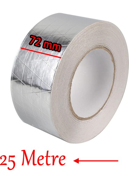 Fiberglas Lif Takviyeli Yapışkanlı Alüminyum Folyo Bant 72 mm x 25 Metre Yanmaz Soba Borusu Bandı fırsatları