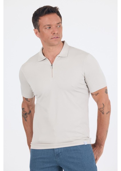 Taş Rengi Kısa Kol Düz Suprem Polo Yaka Cepsiz Esnek Casual Slim Fit Tişört 1011250161_610