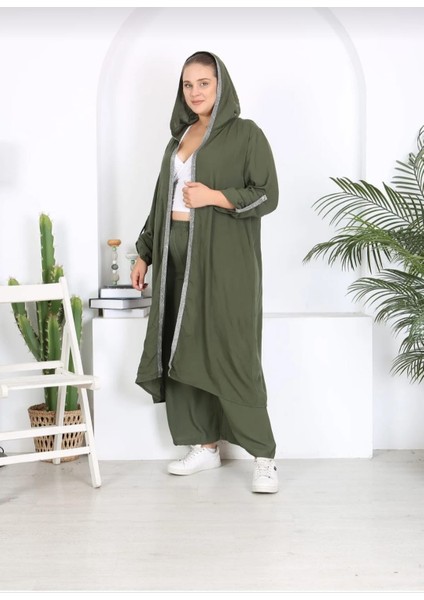 Kadın Büyük Beden Pantolon ve Kap Ikili Takım modelleri