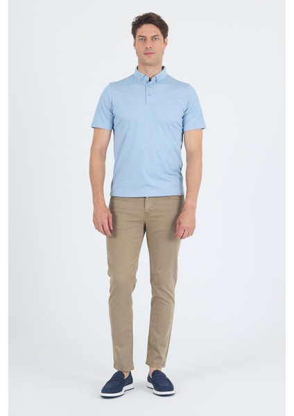 Açık Mavi Kısa Kol Düz Suprem Polo Yaka Cepsiz Pamuklu Casual Slim Fit Tişört 1011250160_603 fiyatları