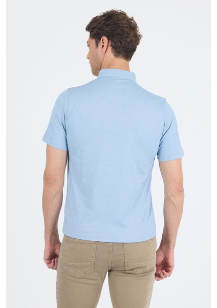 Açık Mavi Kısa Kol Düz Suprem Polo Yaka Cepsiz Pamuklu Casual Slim Fit Tişört 1011250160_603 indirimleri