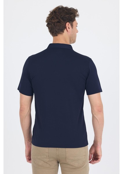 Koyu Lacivert Kısa Kol Düz Suprem Polo Yaka Cepsiz Esnek Casual Slim Fit Tişört 1011250161_200 indirimleri