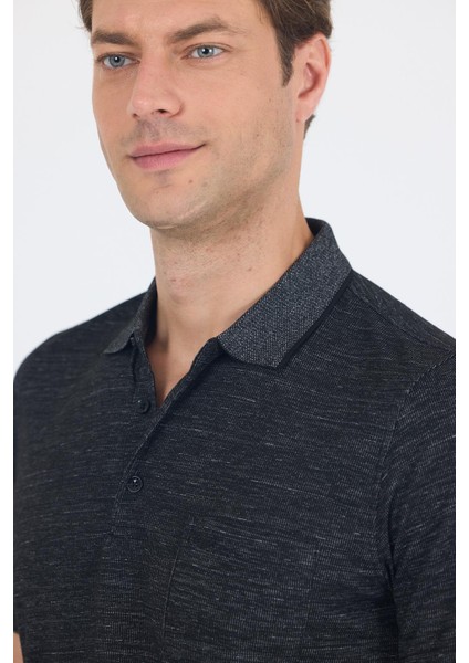 Siyah Kısa Kol Polo Yaka Cepli Classic Standart Beden Tişört 1011250172 fırsatları