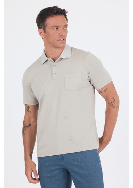 Açık Bej Kısa Kol Polo Yaka Cepli Classic Standart Beden Tişört 1011250173 modelleri