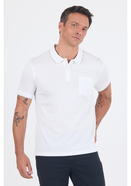 Kısa Kol Düz Suprem Polo Yaka Cepli %100 Pamuk Comfort Fit Tişört 1011250189