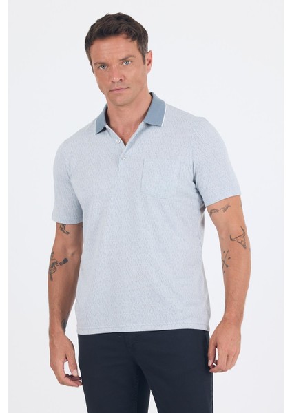 Gri Kısa Kol Polo Yaka Cepli Classic Standart Beden Tişört 1011250171