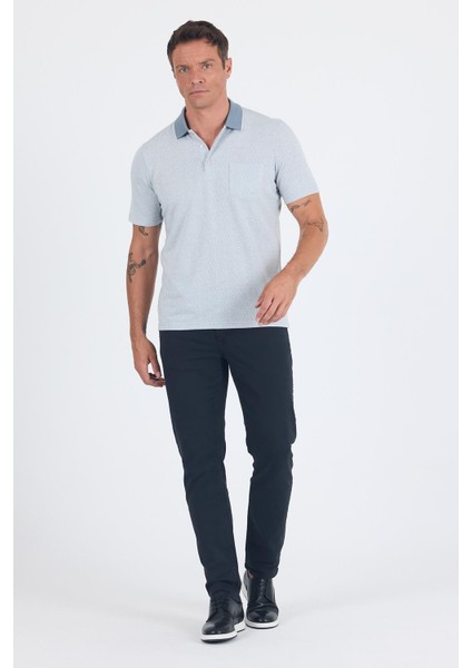 Gri Kısa Kol Polo Yaka Cepli Classic Standart Beden Tişört 1011250171