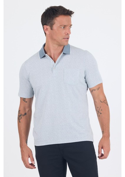 Gri Kısa Kol Polo Yaka Cepli Classic Standart Beden Tişört 1011250171