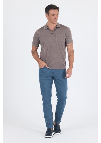Koyu Kahverengi Kısa Kol Polo Yaka Cepli Classic Standart Beden Tişört 1011250172 fiyatları