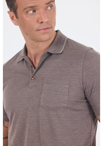 Koyu Kahverengi Kısa Kol Polo Yaka Cepli Classic Standart Beden Tişört 1011250172 fırsatları