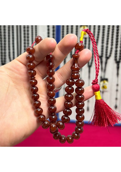 Eskitme Model Fırınlı Sıkma Kehribar Tesbih