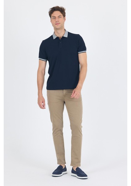 Koyu Lacivert Polo Yaka Kısa Kol Cepsiz Slim Fit :%100 Pamuk Tişört 1011250182 fiyatları
