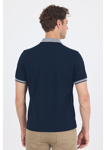 Koyu Lacivert Polo Yaka Kısa Kol Cepsiz Slim Fit :%100 Pamuk Tişört 1011250182 indirimleri