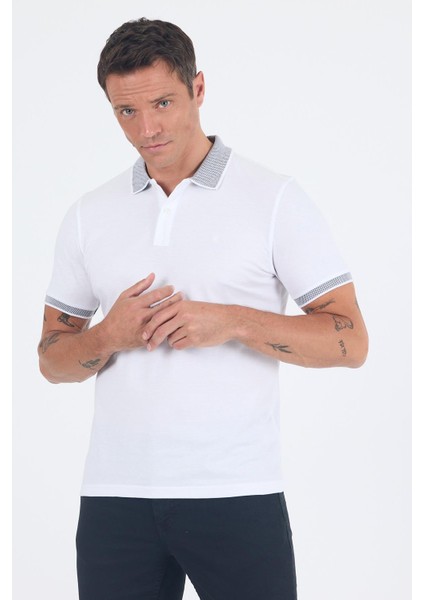 Beyaz Polo Yaka Kısa Kol Cepsiz Slim Fit :%100 Pamuk Tişört 1011250182 modelleri