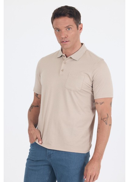 Bej Kısa Kol Polo Yaka Cepli Classic Standart Beden Tişört 1011250173 modelleri