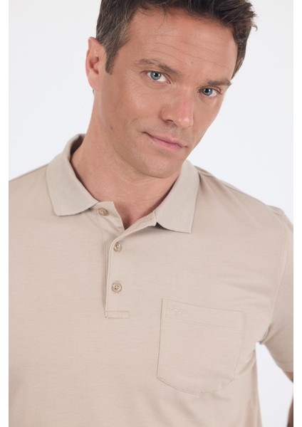 Bej Kısa Kol Polo Yaka Cepli Classic Standart Beden Tişört 1011250173 fırsatları