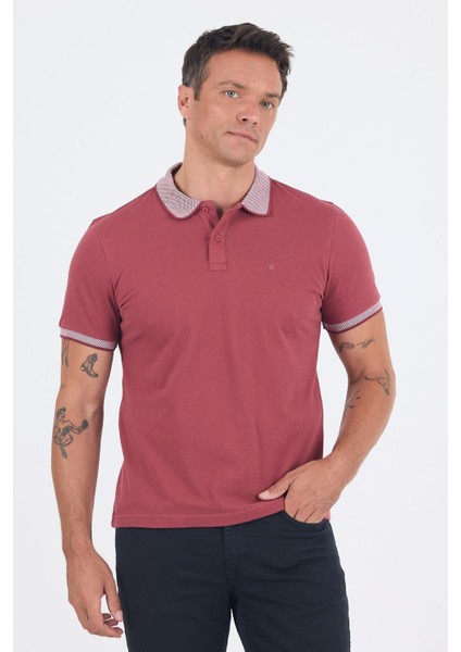 Gül Kurusu Polo Yaka Kısa Kol Cepsiz Slim Fit :%100 Pamuk Tişört 1011250182