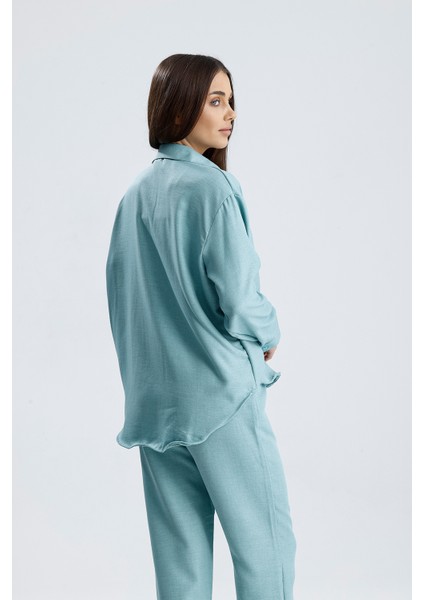 Kadın Oversize Alt Üst Takım – Gömlek ve Lastikli Pantolon Ikili Set fırsatları
