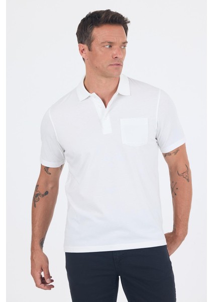 Beyaz Kısa Kol Polo Yaka Cepli Classic Standart Beden Tişört 1011250173 modelleri