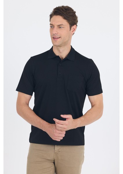 Siyah Kısa Kol Polo Yaka Cepli Classic Standart Beden Tişört 1011250173 modelleri