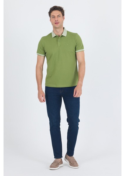 Fıstık Yeşili Polo Yaka Kısa Kol Cepsiz Slim Fit :%100 Pamuk Tişört 1011250182 fiyatları