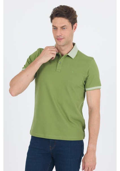 Fıstık Yeşili Polo Yaka Kısa Kol Cepsiz Slim Fit :%100 Pamuk Tişört 1011250182 modelleri