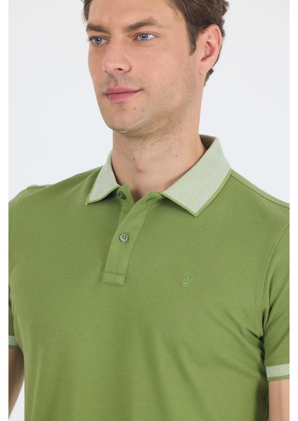 Fıstık Yeşili Polo Yaka Kısa Kol Cepsiz Slim Fit :%100 Pamuk Tişört 1011250182 fırsatları