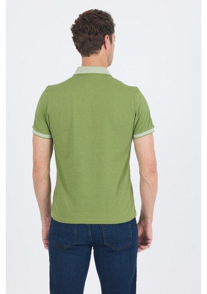 Fıstık Yeşili Polo Yaka Kısa Kol Cepsiz Slim Fit :%100 Pamuk Tişört 1011250182 indirimleri