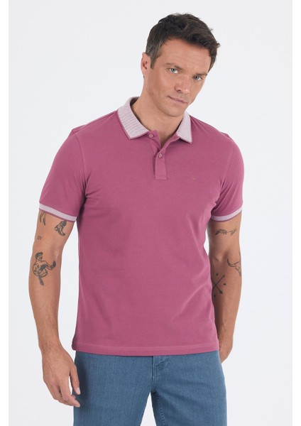 Vişne Polo Yaka Kısa Kol Cepsiz Slim Fit :%100 Pamuk Tişört 1011250182