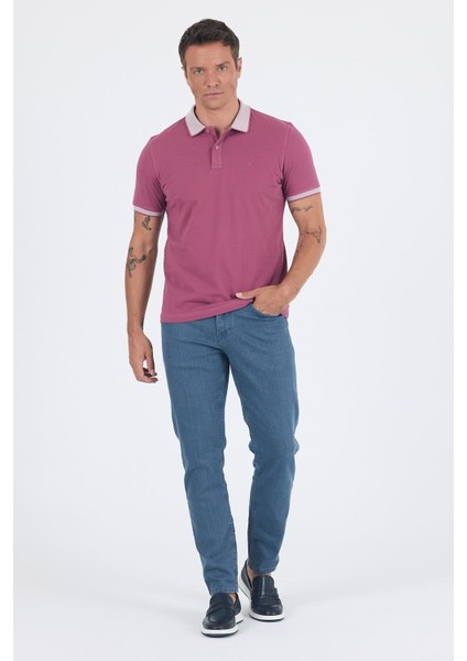 Vişne Polo Yaka Kısa Kol Cepsiz Slim Fit :%100 Pamuk Tişört 1011250182