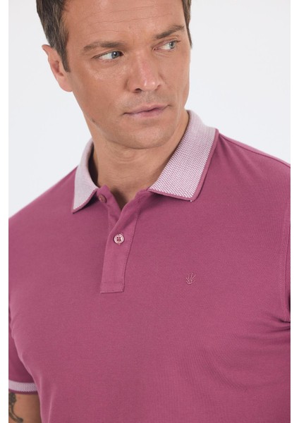 Vişne Polo Yaka Kısa Kol Cepsiz Slim Fit :%100 Pamuk Tişört 1011250182