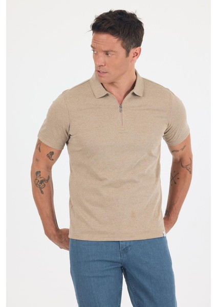 Kahverengi Kısa Kol Düz Suprem Polo Yaka Cepsiz Pamuklu Casual Slim Fit Tişört 1011250164_402 modelleri