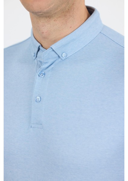 Açık Mavi Kısa Kol Düz Suprem Polo Yaka Cepsiz Pamuklu Casual Slim Fit Tişört 1011250160_603 fırsatları