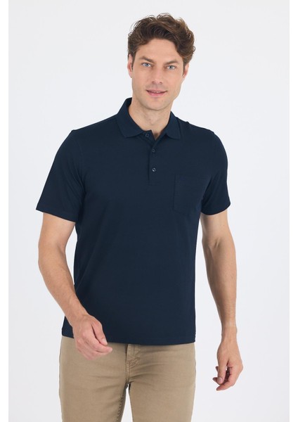 Koyu Lacivert Kısa Kol Polo Yaka Cepli Classic Standart Beden Tişört 1011250173 modelleri