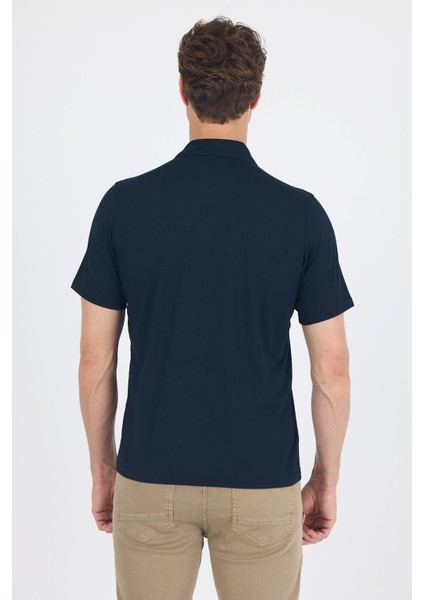 Koyu Lacivert Kısa Kol Polo Yaka Cepli Classic Standart Beden Tişört 1011250173 indirimleri