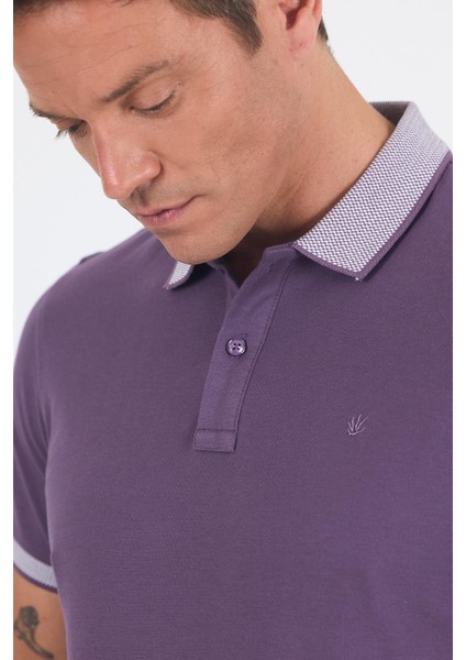 Mor Polo Yaka Kısa Kol Cepsiz Slim Fit :%100 Pamuk Tişört 1011250182 fırsatları