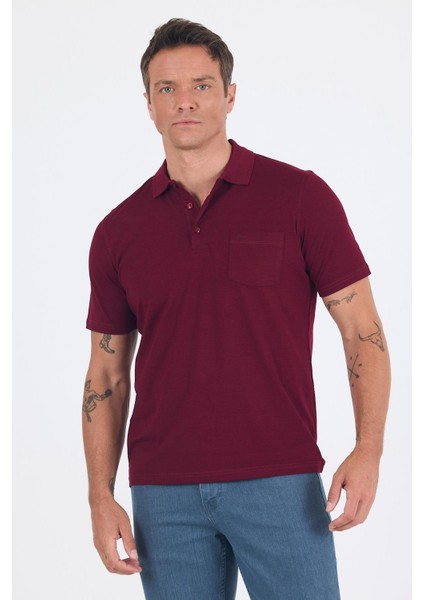 Bordo Kısa Kol Polo Yaka Cepli Classic Standart Beden Tişört 1011250173 modelleri