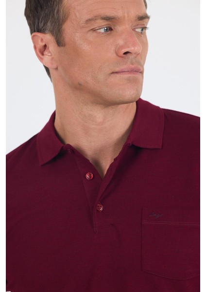 Bordo Kısa Kol Polo Yaka Cepli Classic Standart Beden Tişört 1011250173 fırsatları