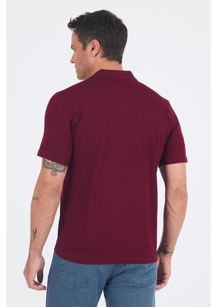 Bordo Kısa Kol Polo Yaka Cepli Classic Standart Beden Tişört 1011250173 indirimleri