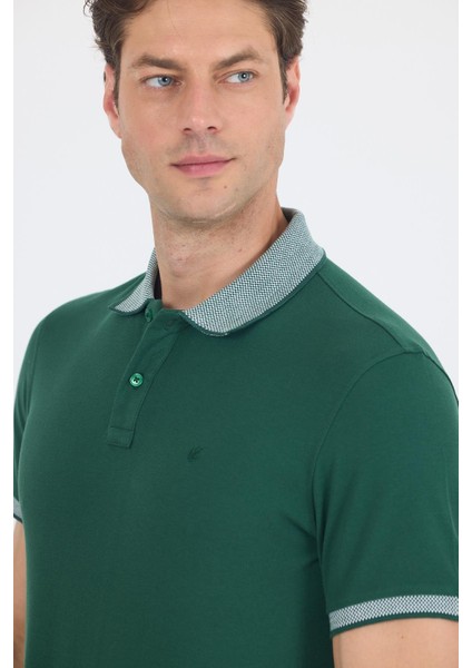 Koyu Yeşil Polo Yaka Kısa Kol Cepsiz Slim Fit :%100 Pamuk Tişört 1011250182 fırsatları